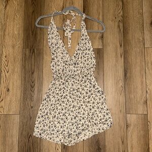 Floral backless romper